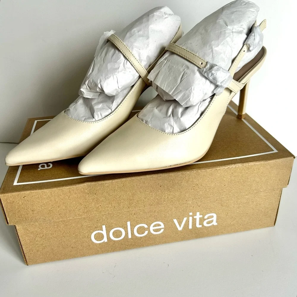 ☀️NEW Dolce Vita Kellen Heels in Ivory Leather. Size: 7.5 - Picture 10 of 16